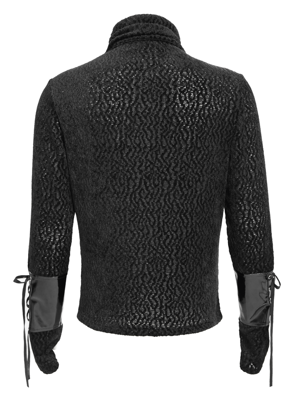 Bold Knit Turtleneck with Faux Leather Straps and Chains