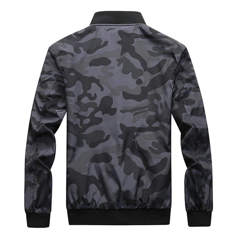 Bomber Men's Jacket with Pockets / Military Jacket on Zipper / Camouflage Motorcycle Jacket