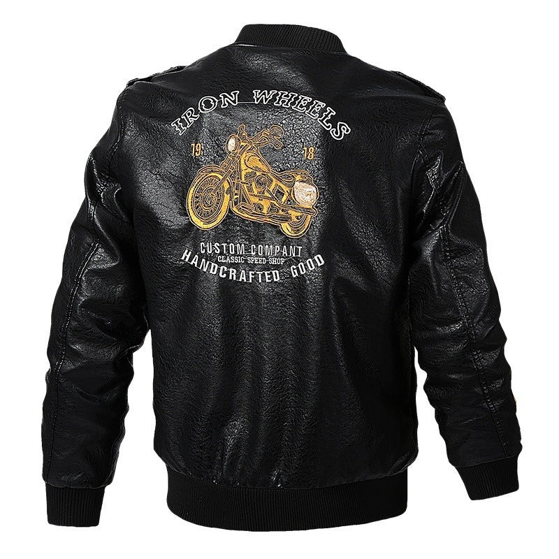Born to Ride Printed Faux Leather Biker Jacket / Men Rock Style