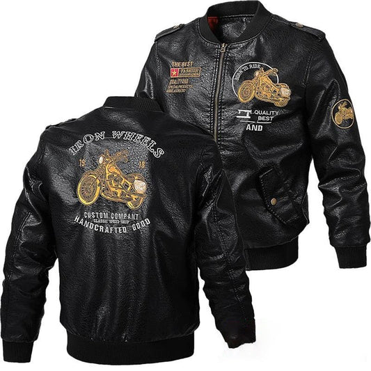 Born to Ride Printed Faux Leather Biker Jacket / Men Rock Style