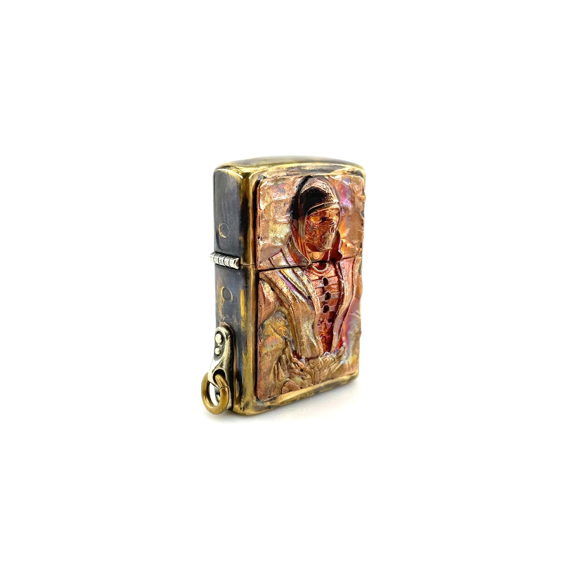 Brass Portable Case For Lighter With Samurai Skull Design / Rock Style Accessories