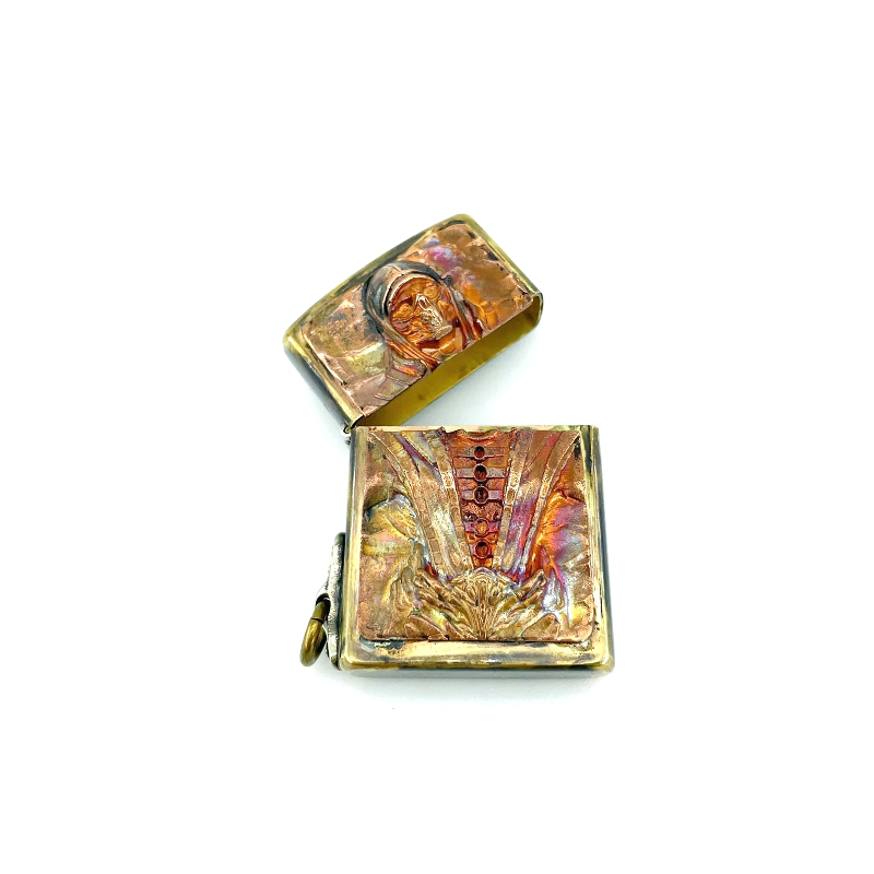 Brass Portable Case For Lighter With Samurai Skull Design / Rock Style Accessories