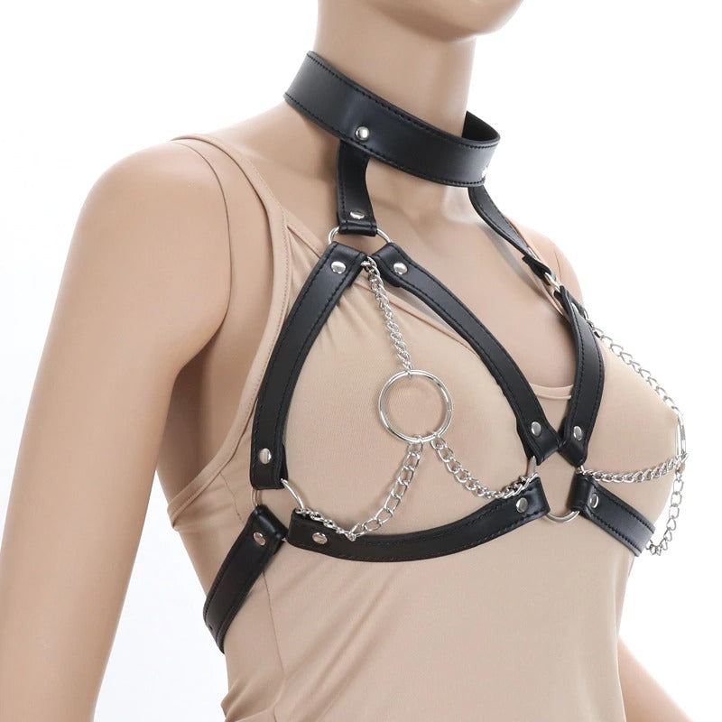 Breast Bondage Harness Belt / Sexy Women Collar Bra Accessory / Fetish Body Harness