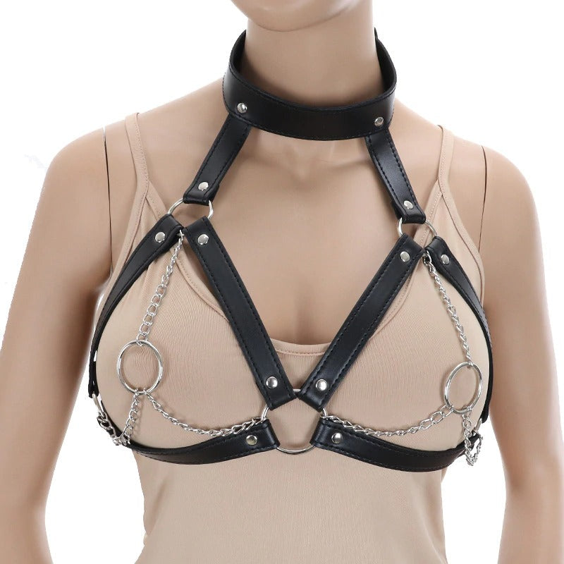 Breast Bondage Harness Belt / Sexy Women Collar Bra Accessory / Fetish Body Harness