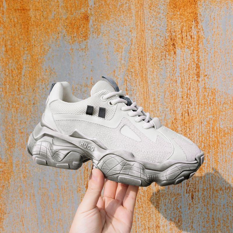 Breathable Genuine Leather Women's Sneakers / Casual Shoes on Cool Platform