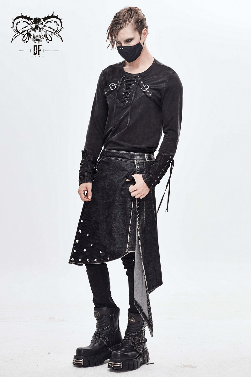 Breathable Skelenton Mesh Masks / Gothic Black Fabric Mask with Adjustable Elastic Cord