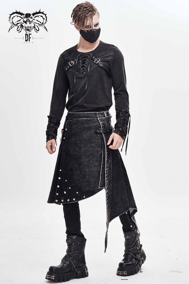 Breathable Skelenton Mesh Masks / Gothic Black Fabric Mask with Adjustable Elastic Cord