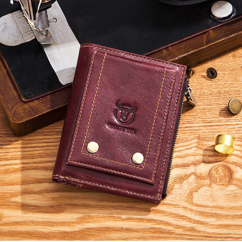 Brown Genuine Leather Tri-Fold Wallet For Men / Alternative Fashion Pocket Card Holder