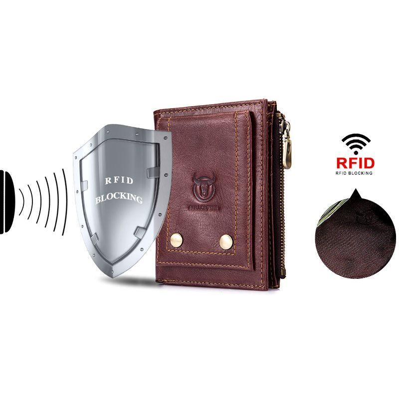 Brown Genuine Leather Tri-Fold Wallet For Men / Alternative Fashion Pocket Card Holder