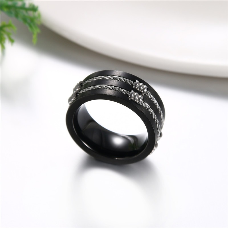 Brushed 316L Stainless Steel Unisex Rings With Cable Wire / Men's And Women's Alternative Jewelry