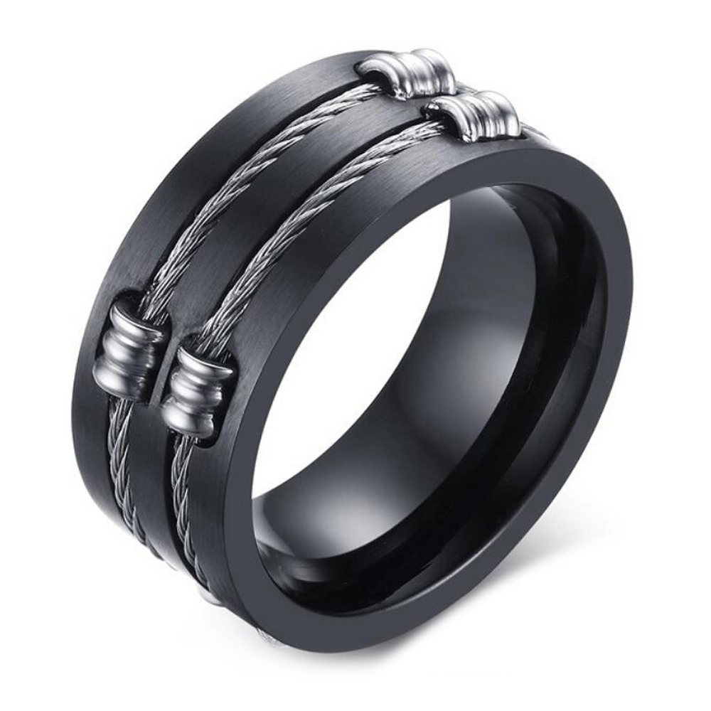 Brushed 316L Stainless Steel Unisex Rings With Cable Wire / Men's And Women's Alternative Jewelry