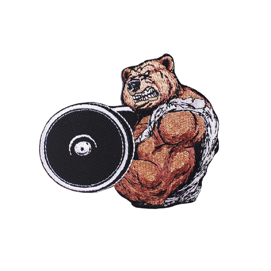 Brutal Bear Bodybuilder With Barbell Patch For Jackets / Unisex Stylish Accessories