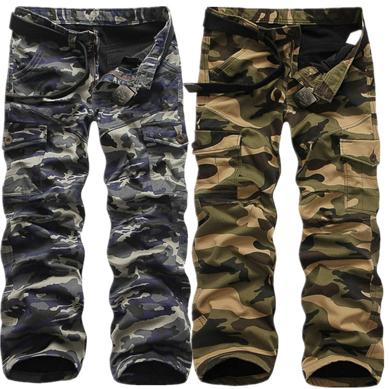 Camouflage Tactical Pants / Army Male Camo Cotton Jogger / Plus Size Pocket Military Trousers