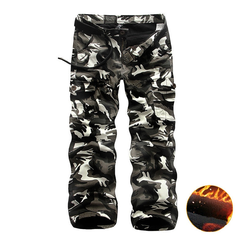 Camouflage Tactical Pants / Army Male Camo Cotton Jogger / Plus Size Pocket Military Trousers
