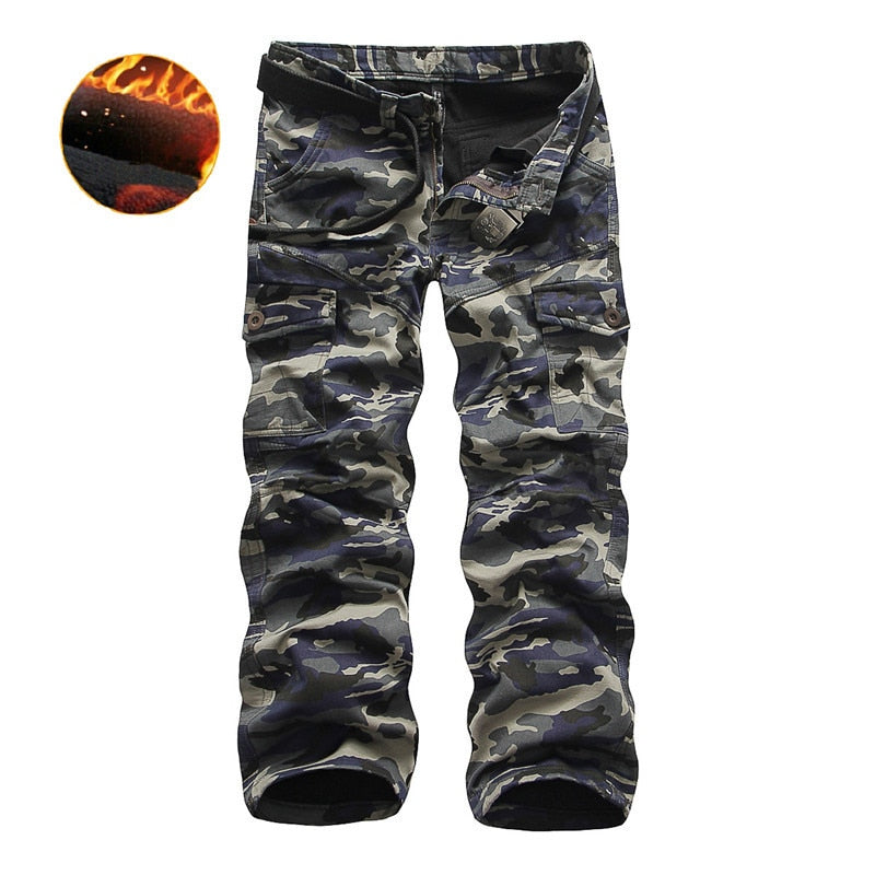 Camouflage Tactical Pants / Army Male Camo Cotton Jogger / Plus Size Pocket Military Trousers