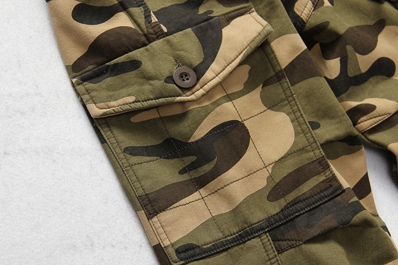 Camouflage Tactical Pants / Army Male Camo Cotton Jogger / Plus Size Pocket Military Trousers