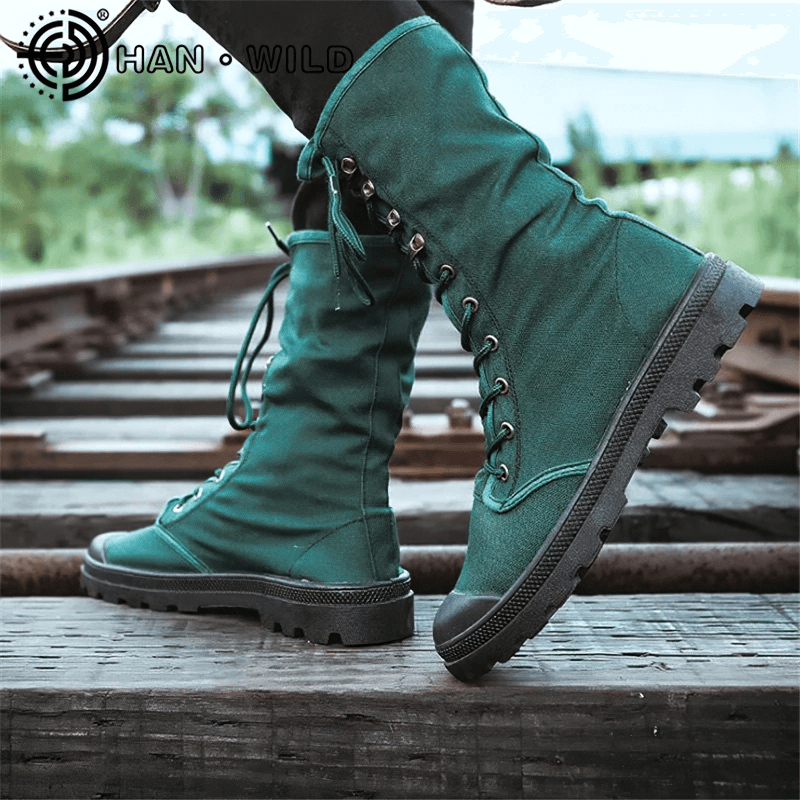 Canvas Men Lace Up Boots / Mid-calf Male Military Tactical Boots