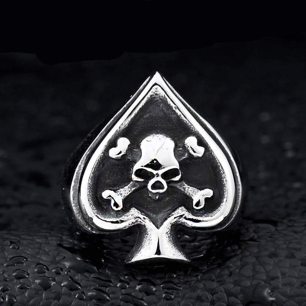 Retro Card Cross Skull Ring / Stainless Steel Unisex Rock Style Jewelry