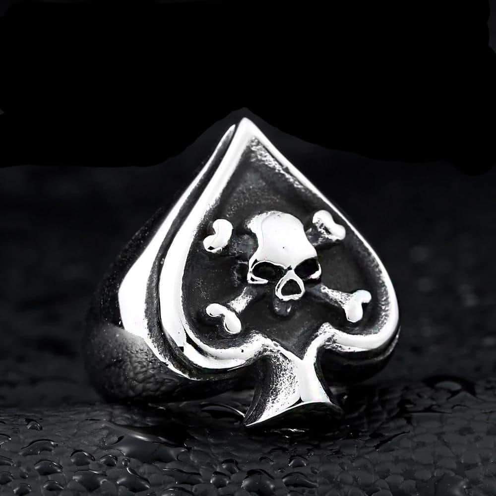 Retro Card Cross Skull Ring / Stainless Steel Unisex Rock Style Jewelry
