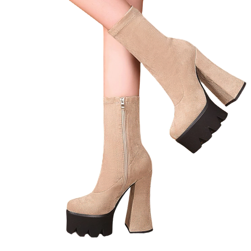 Casual Ankle Boots For Women Zip Cross / Ladies Shoes Of High Heels / Alternative Fashion