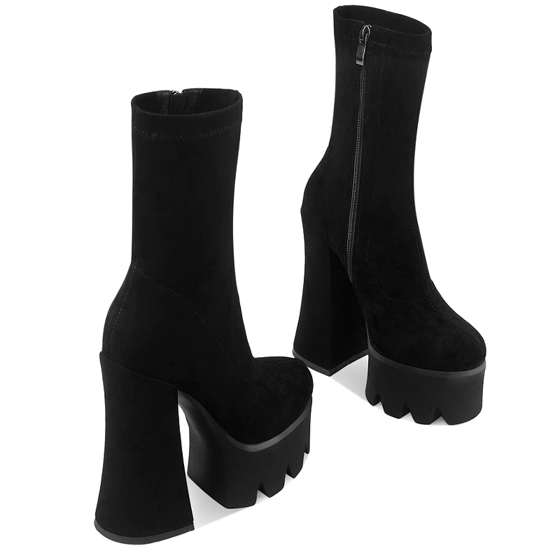 Casual Ankle Boots For Women Zip Cross / Ladies Shoes Of High Heels / Alternative Fashion