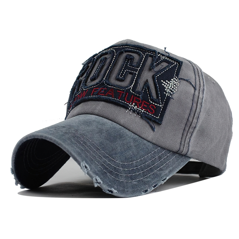 Casual Baseball Cap Of Stylish Embroidery / Snapback Cotton Hat / Rock Style Sun Denim Cap