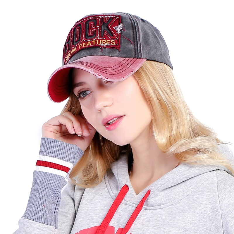 Casual Baseball Cap Of Stylish Embroidery / Snapback Cotton Hat / Rock Style Sun Denim Cap