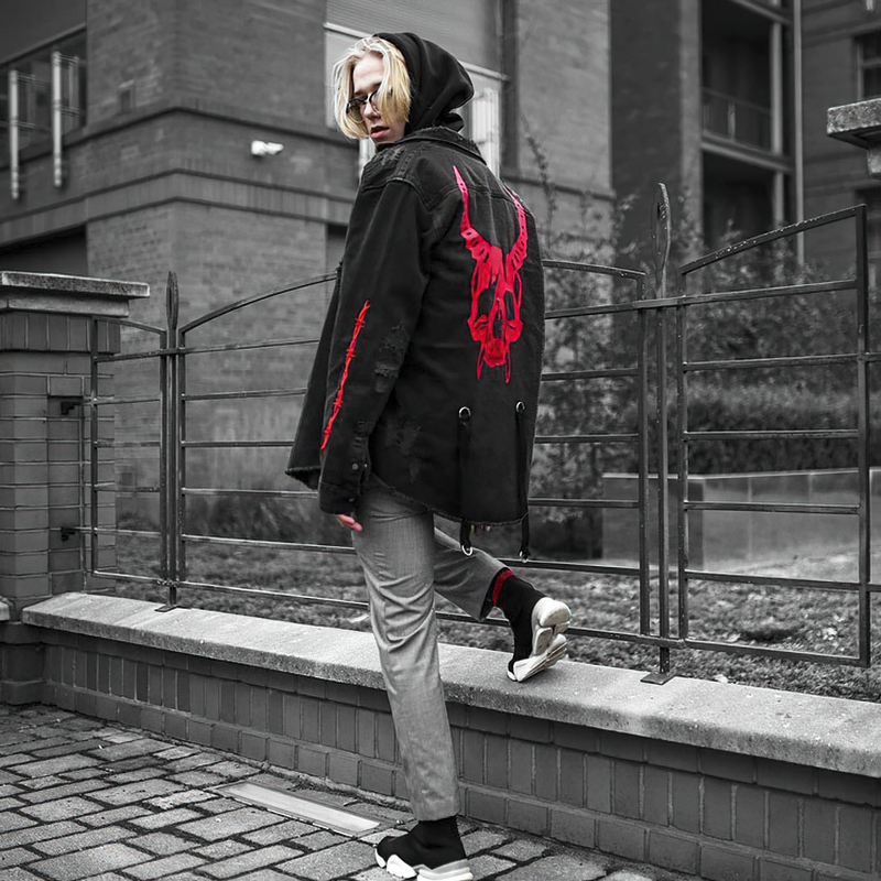 Casual Black Denim Jacket For Men / Gothic Style / Alternative Fashion