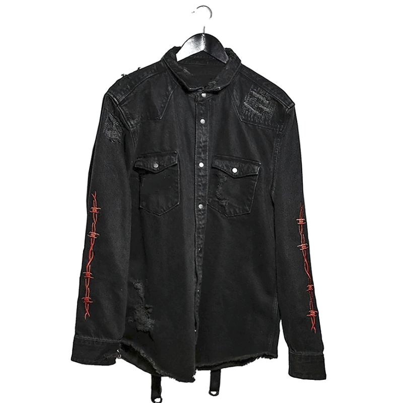 Casual Black Denim Jacket For Men / Gothic Style / Alternative Fashion