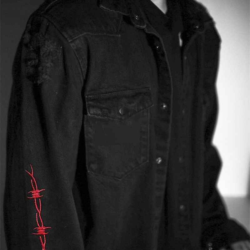 Casual Black Denim Jacket For Men / Gothic Style / Alternative Fashion