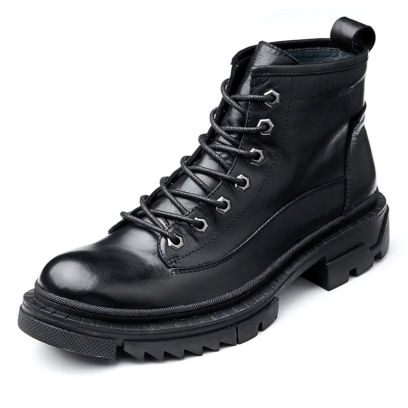 Casual High Boots Of Genuine Leather For Men / Male Shoes Of Thick Heel / Fashion Footwear