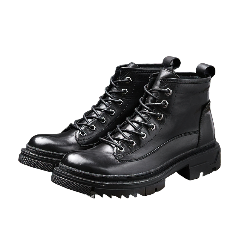 Casual High Boots Of Genuine Leather For Men / Male Shoes Of Thick Heel / Fashion Footwear
