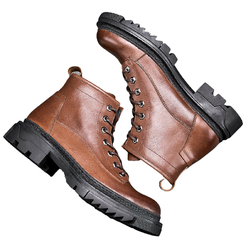 Casual High Boots Of Genuine Leather For Men / Male Shoes Of Thick Heel / Fashion Footwear