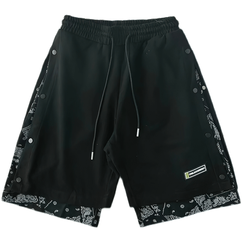 Casual Male Drawstring Thin Shorts with Print / Punk Style Baggy Clothes for Men