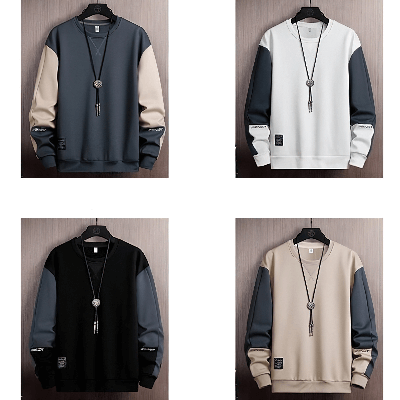 Casual Men's O-Neck Patchwork Sweatshirt / Loose Pullover
