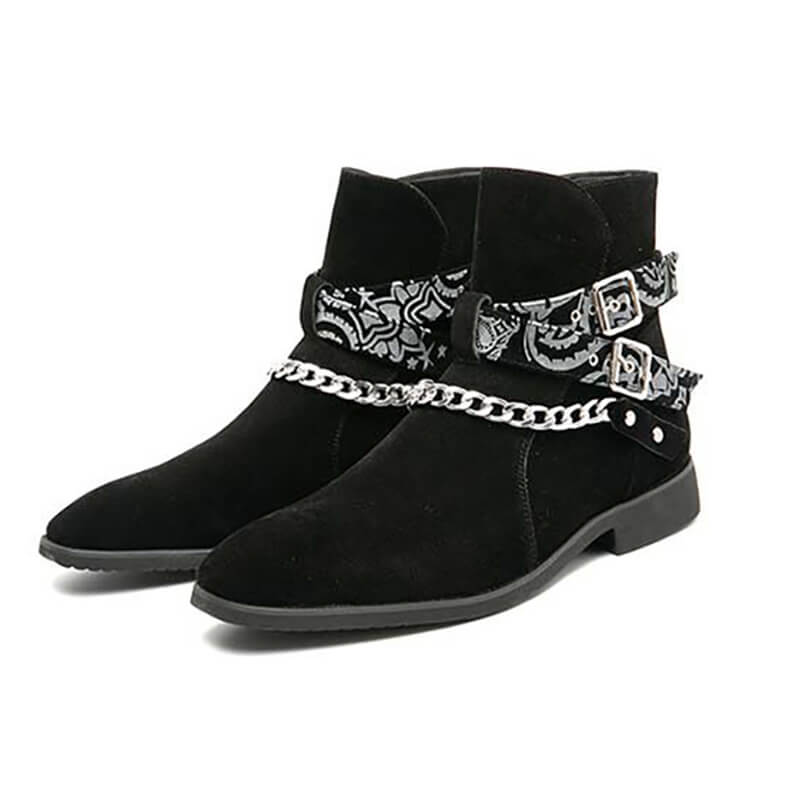 Casual Men's Faux Suede Ankle Boots with Buckle Strap / Fashion Male Short Boots