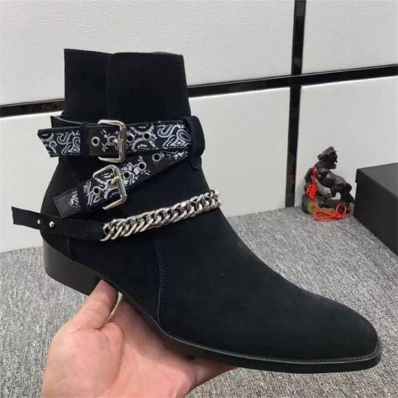 Casual Men's Faux Suede Ankle Boots with Buckle Strap / Fashion Male Short Boots