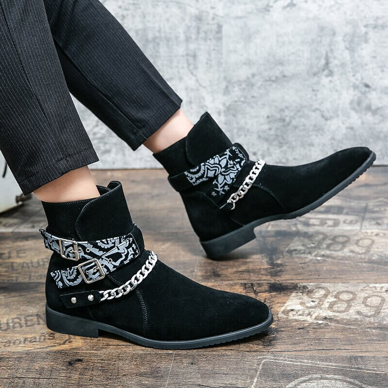 Casual Men's Faux Suede Ankle Boots with Buckle Strap / Fashion Male Short Boots