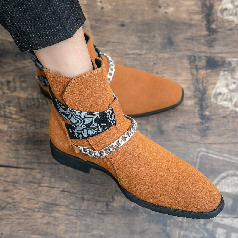 Casual Men's Faux Suede Ankle Boots with Buckle Strap / Fashion Male Short Boots