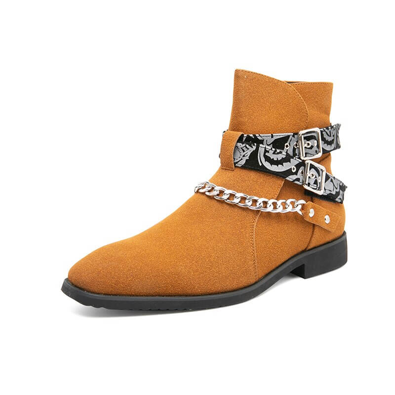 Casual Men's Faux Suede Ankle Boots with Buckle Strap / Fashion Male Short Boots