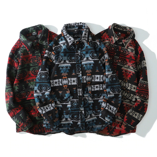Casual Men's Geometric Graphic Print / Retro Shirts with Turn-down Collar Full Sleeve