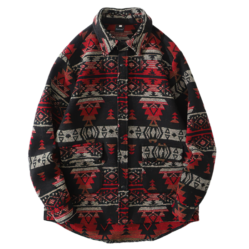 Casual Men's Geometric Graphic Print / Retro Shirts with Turn-down Collar Full Sleeve