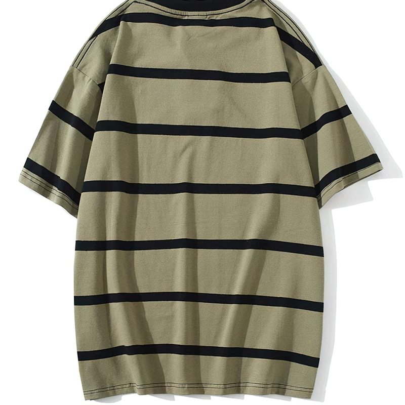 Casual Men's T Shirt / Cool Male Streetwear / Vintage Black Striped Oversized T Shirt