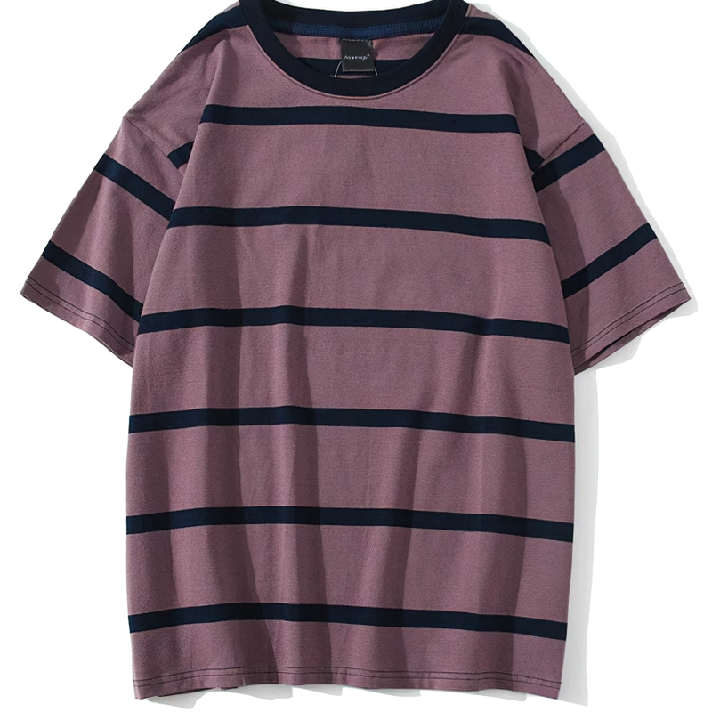 Casual Men's T Shirt / Cool Male Streetwear / Vintage Black Striped Oversized T Shirt