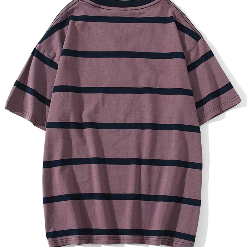 Casual Men's T Shirt / Cool Male Streetwear / Vintage Black Striped Oversized T Shirt