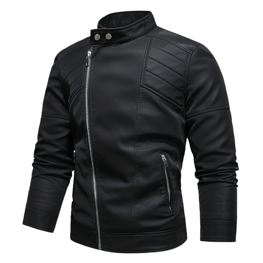 Casual Stand Collar Fleece Jackets / Vintage Men's Soft Faux Leather Motorcycle Jackets
