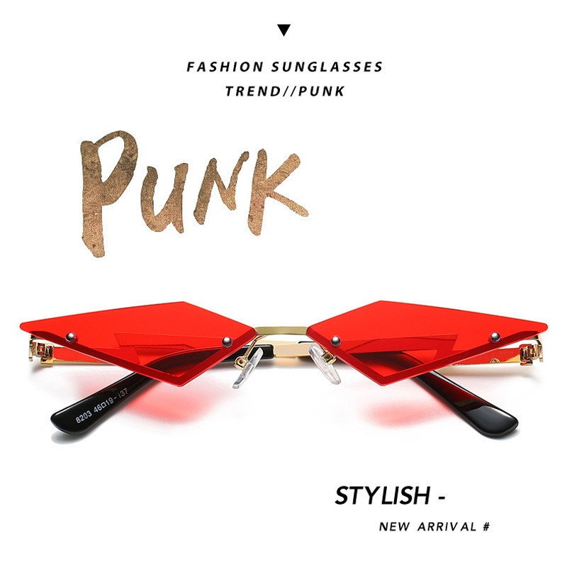 Cat Eye Sunglasses for Women and Men / Unique Rimless Mirror Frameless Punk Glasses