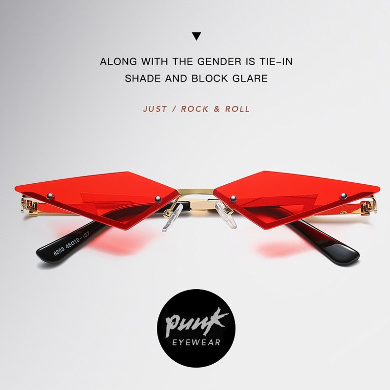 Cat Eye Sunglasses for Women and Men / Unique Rimless Mirror Frameless Punk Glasses