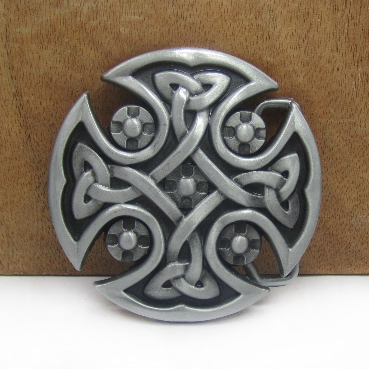 Celtic Cross Belt Buckle / Handmade Antique Silver Color Round Belt Buckle