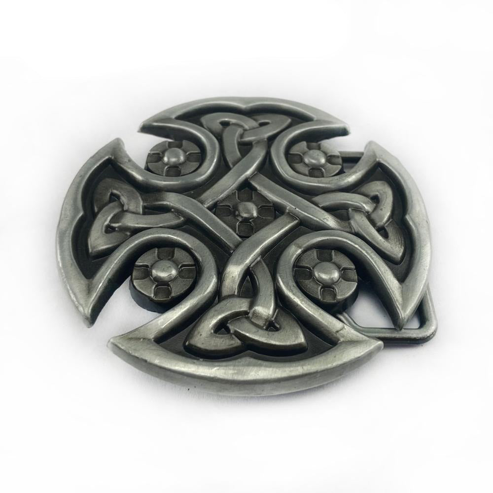 Celtic Cross Belt Buckle / Handmade Antique Silver Color Round Belt Buckle